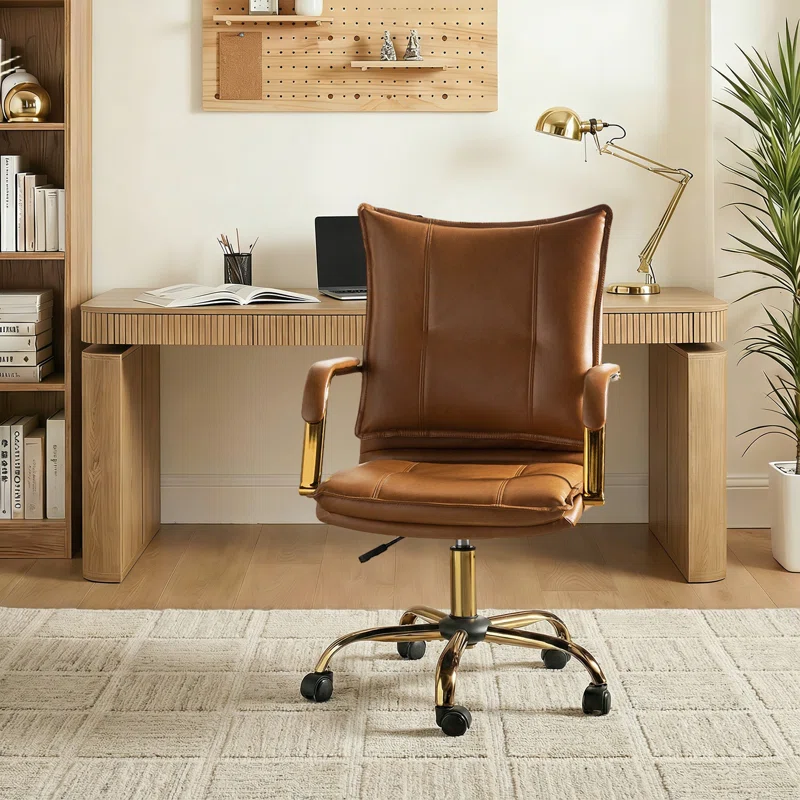 Lundgren Faux Leather Task Chair with Padded Arms - Image 2