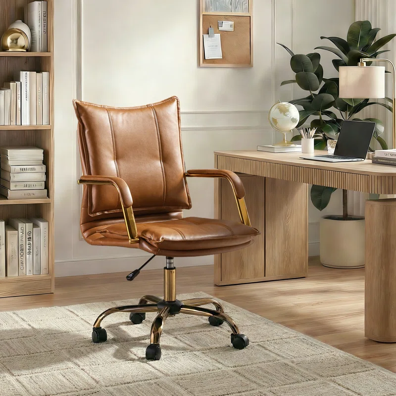 Lundgren Faux Leather Task Chair with Padded Arms - Image 3