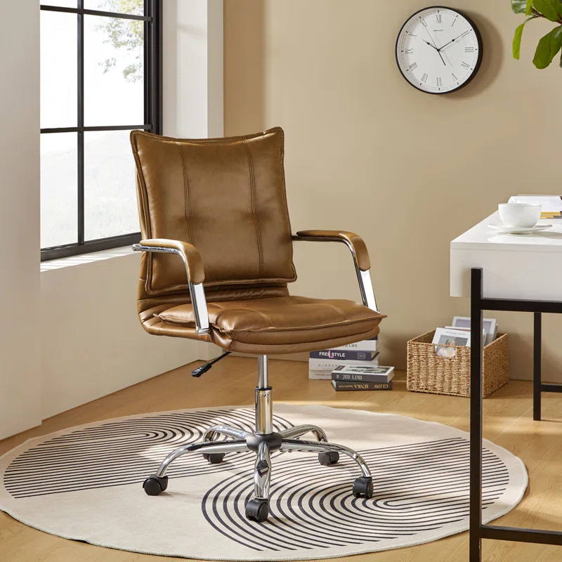 Lundgren+Modern+Faux+Leather+Swivel+Task+Office+Chair+with+Tufted+Back-471402550