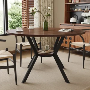 42 Inch Round Dining Table With Storage Shelf for 4